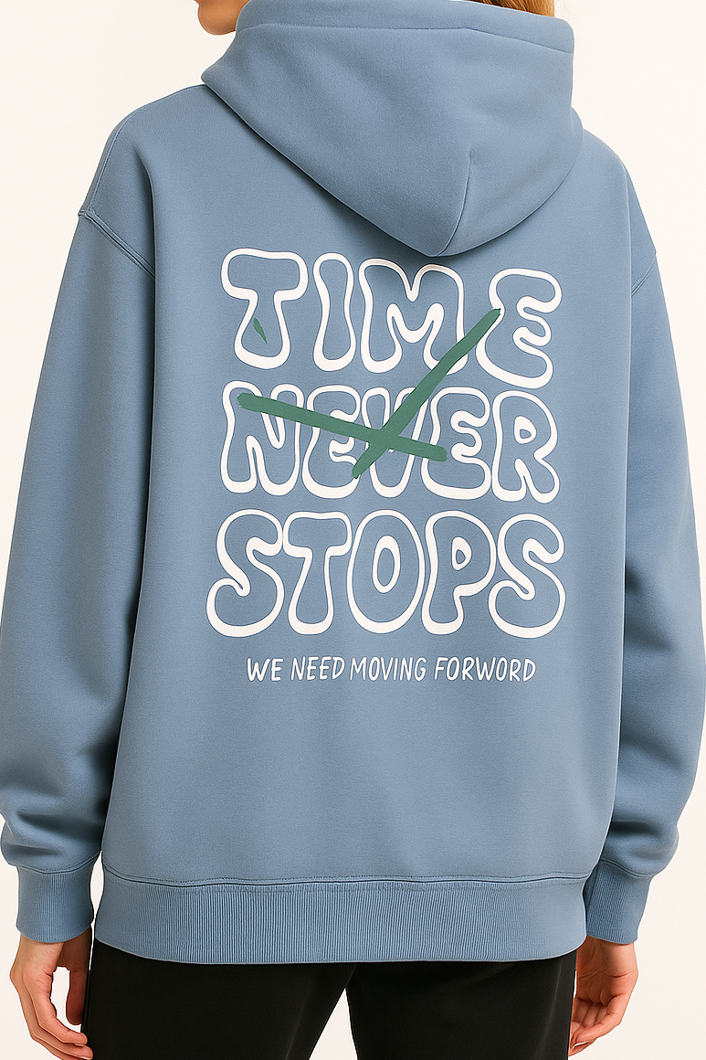 Unisex BOXY Fit hoodie-Time-Blue