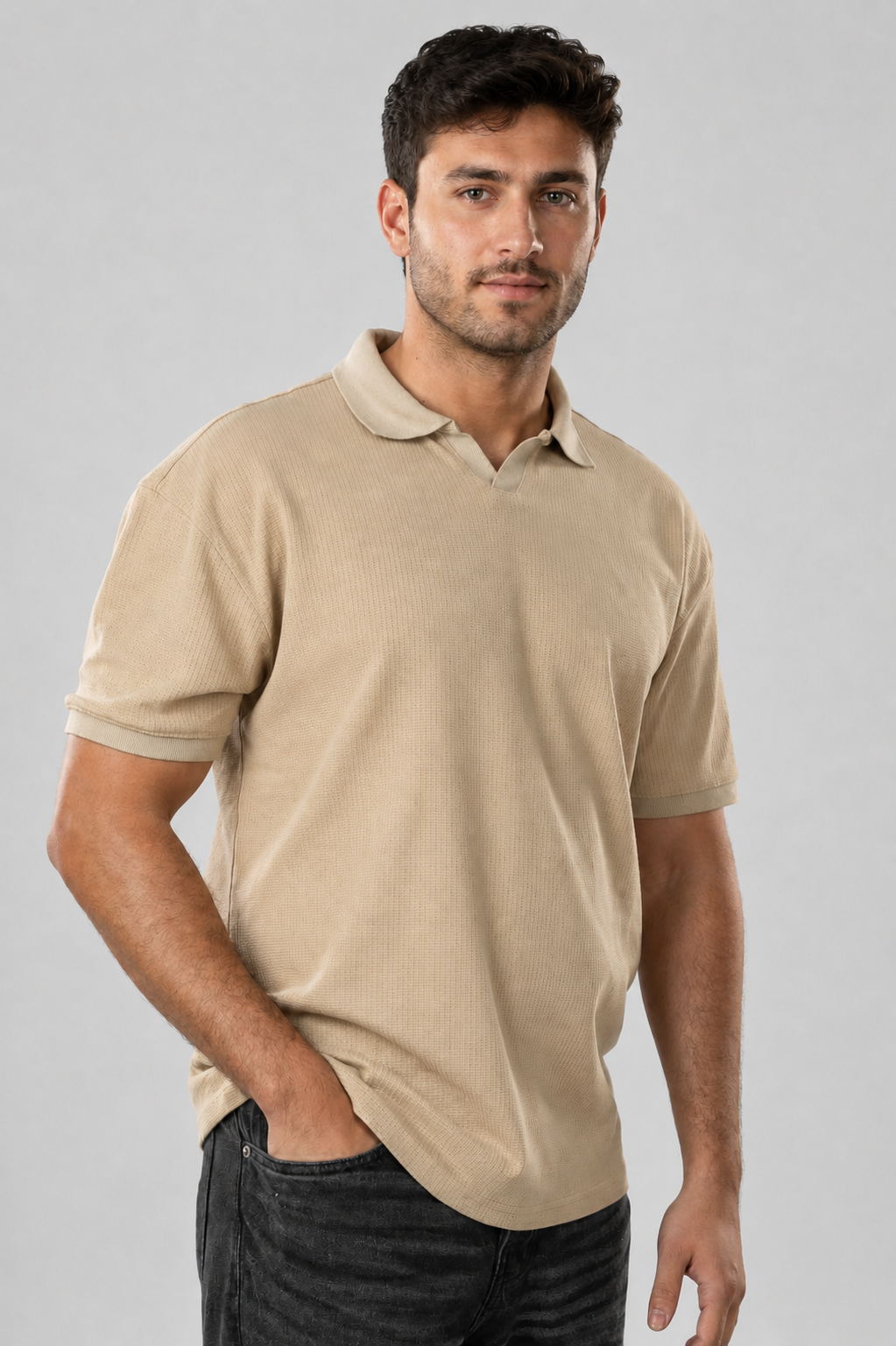 Jacquard V-Neck Polo