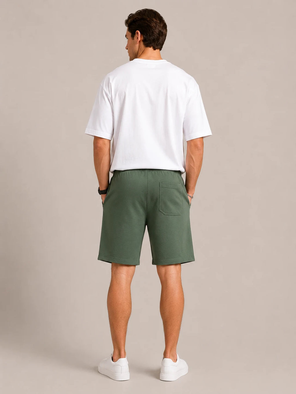 Trend in go out printed short -OLIVE