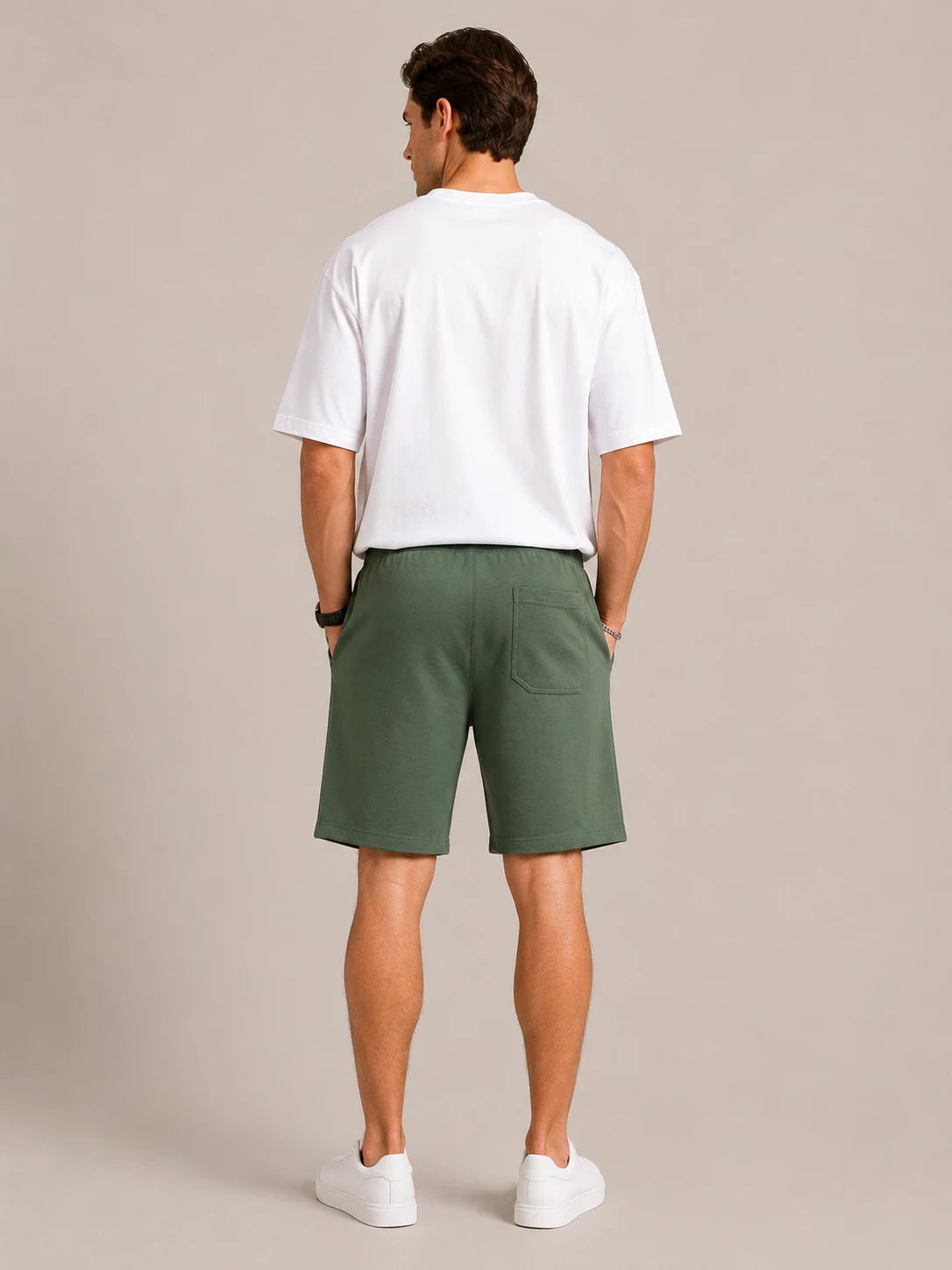 Trend in go out printed short -OLIVE