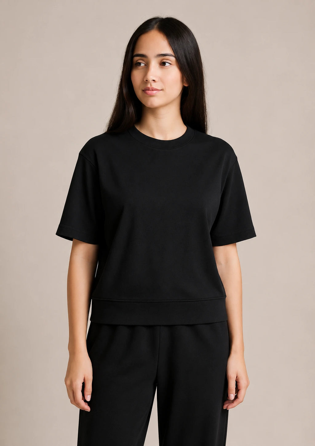Soft Touch Short Sleeve Set - Black