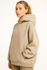 Unisex BOXY Fit Hoodie - Time-Beige