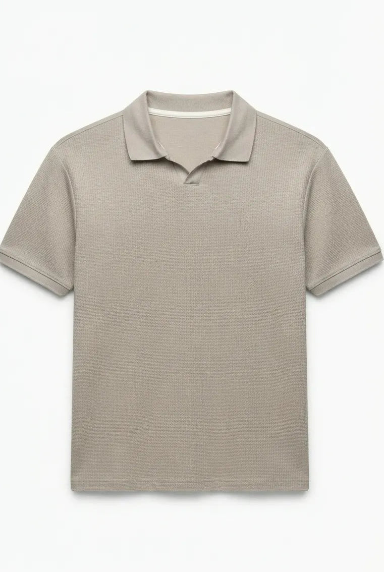 Polo Shirt - Jacquard V-Neck
