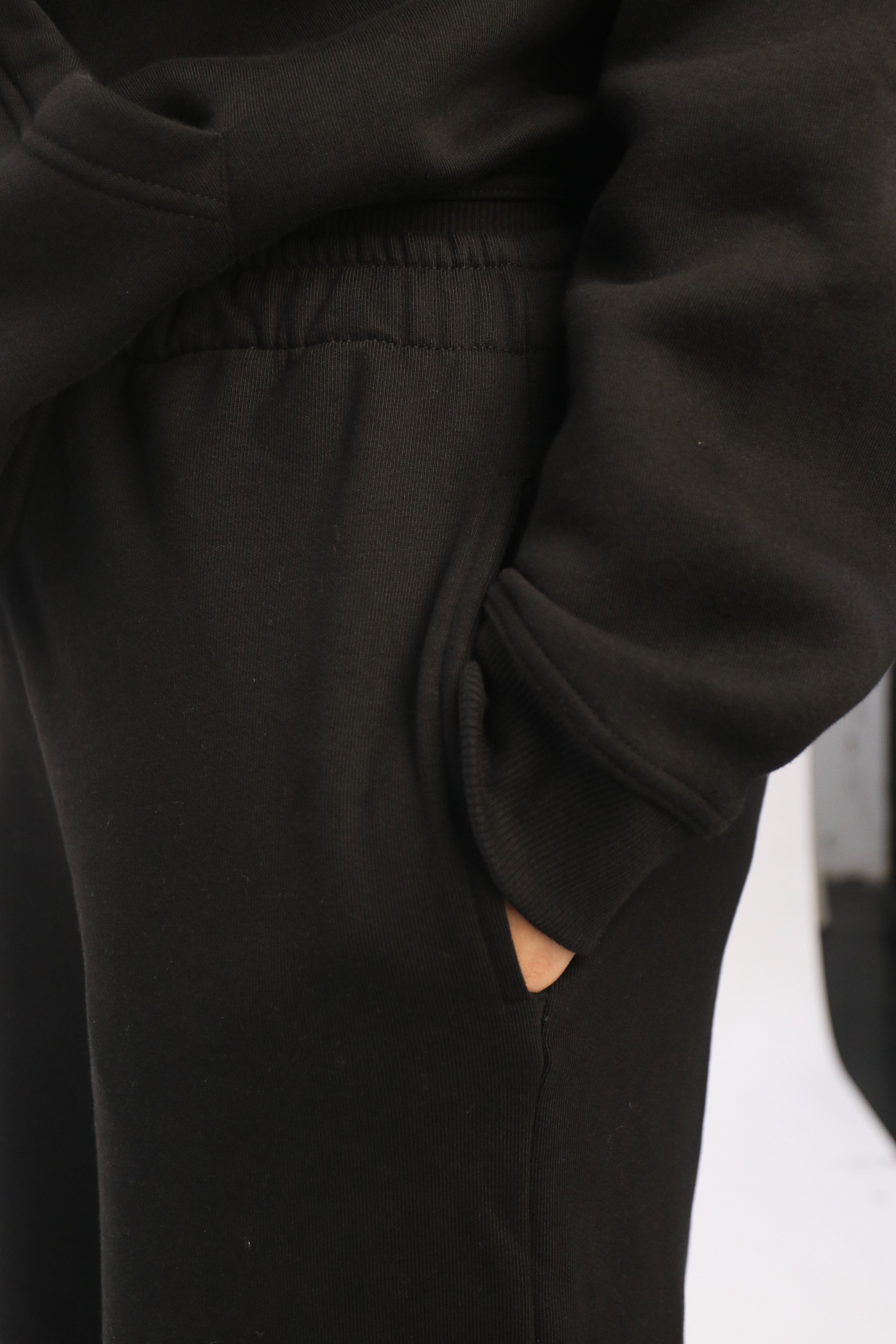 Melton Wideleg Pant - Black