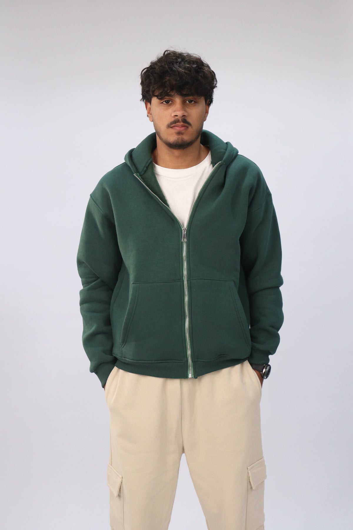 Zipper hoodie Unisex Oversized fit- Green