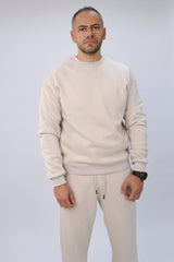 Round Sweatshirt- Beige