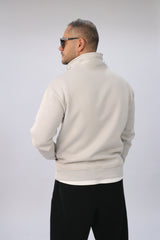 Quarter Zip Hoodie Unisex Oversized fit-Grey